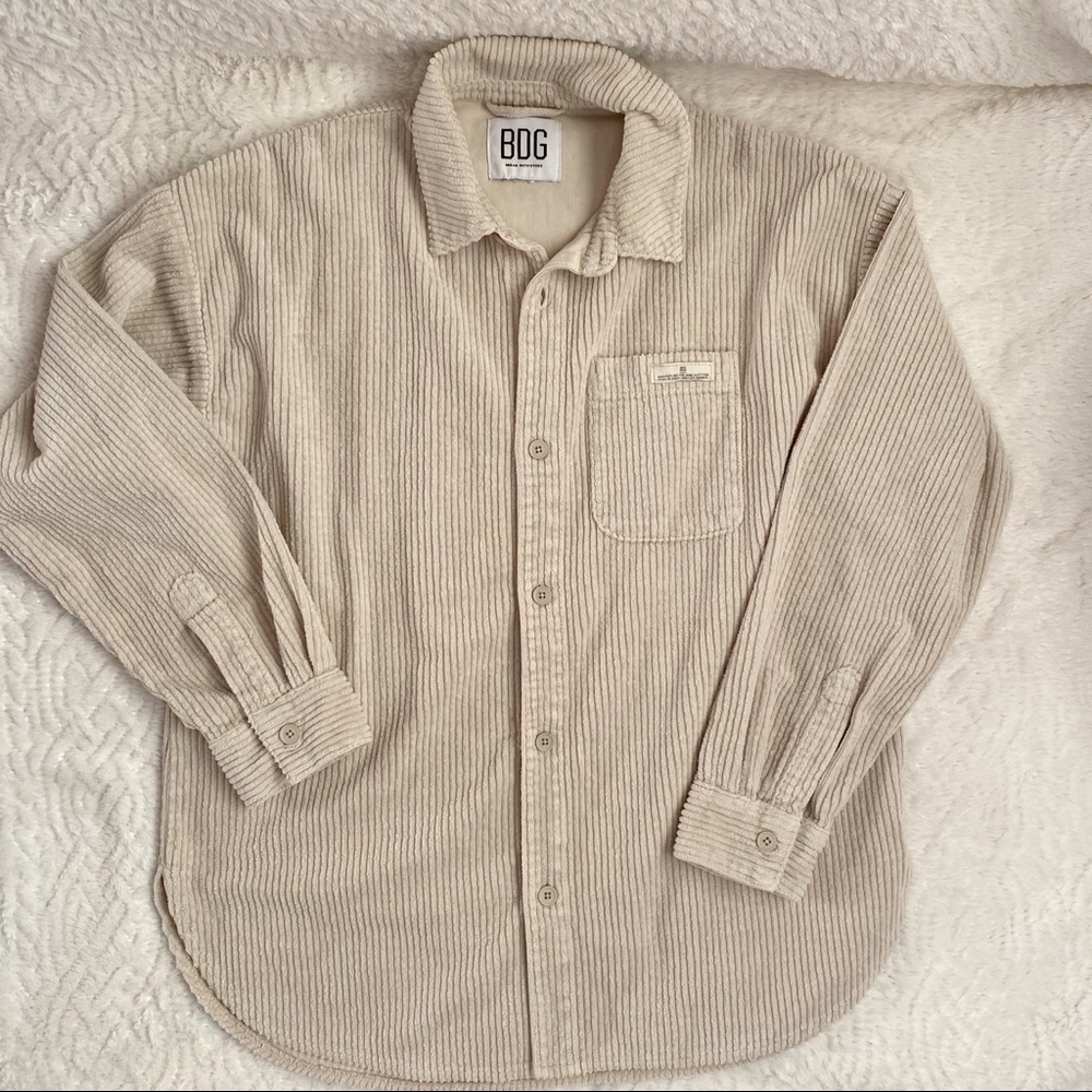 BDG Beige Corduroy Button Down Shirt